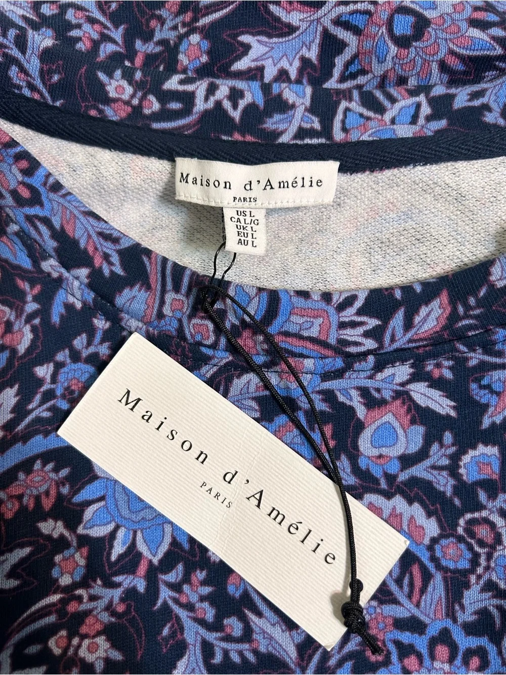 Maison D’ Amelie Paris Peri Floral Crewneck Sweatshirt in Navy and Lavender
